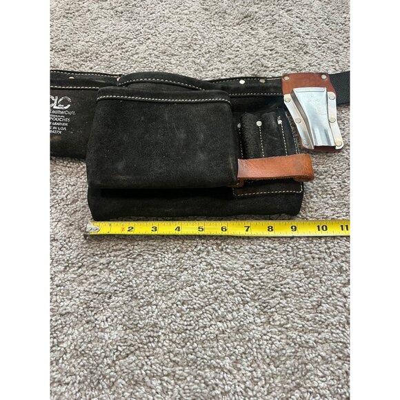 Vtg CLC Custom LeatherCraft Black Tool Belt Pouches Hammer Holder No 38427X USA - Picture 9 of 10